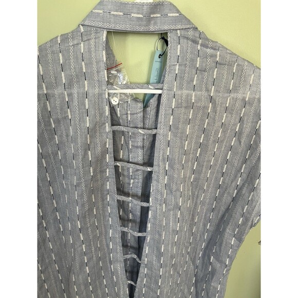 Solitaire Swim Beach Cover Up Tunic Dress Blue Pullover Large - Picture 7 of 8